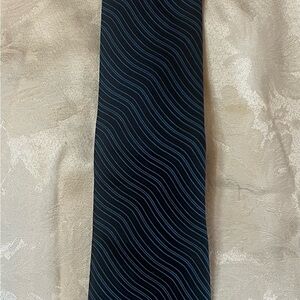 Ermenegildo Zegna Black and Blue Striped Tie-Vintage